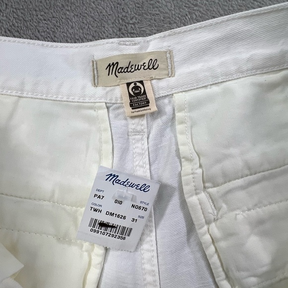 NEW Madewell 31, 12 The Harlow Wide Leg Jeans White 100% Cotton Pleated Pants - Picture 9 of 12
